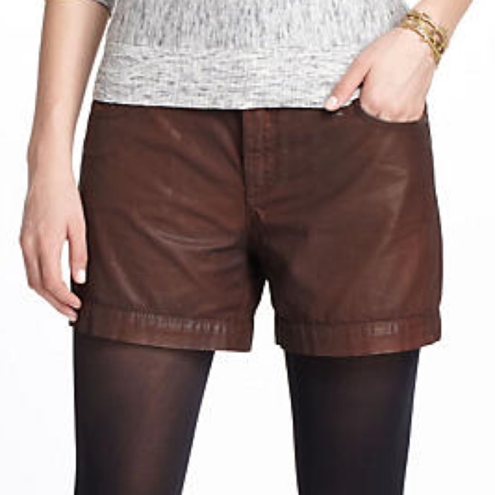 Anthropologie Vegan Leather Brown Shorts size 28
